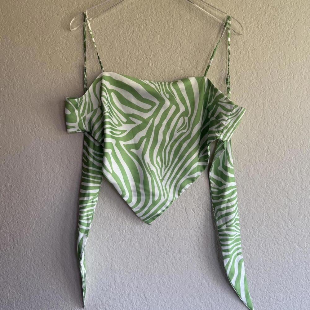Princess Polly Green Asymmetrical Tie Front Camisole